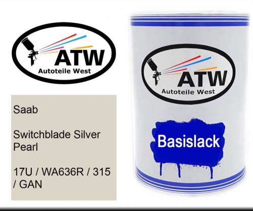 Saab, Switchblade Silver Pearl, 17U / WA636R / 315 / GAN: 500ml Lackdose, von ATW Autoteile West.